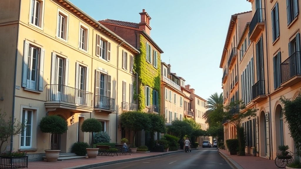 Estimation gratuite à Aix-en-Provence — rue résidentielle avec villas provençales à Aix-en-Provence sous une lumière