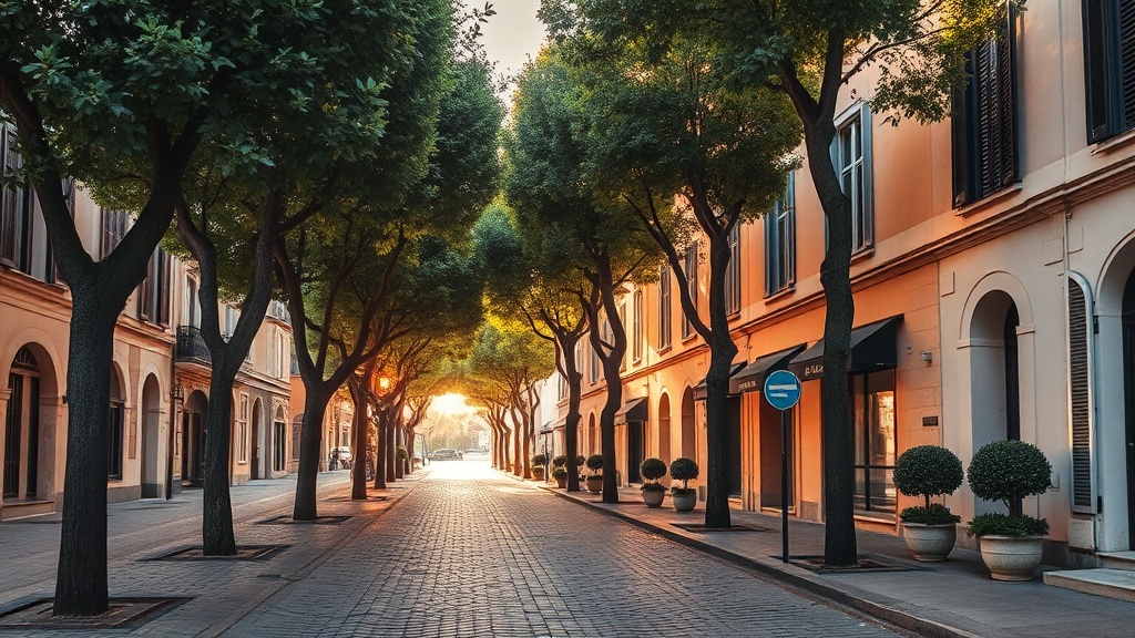 Prix au m² à Aix-en-Provence — rue pavée bordée de platanes dans le centre-ville d'Aix-en-Provence
