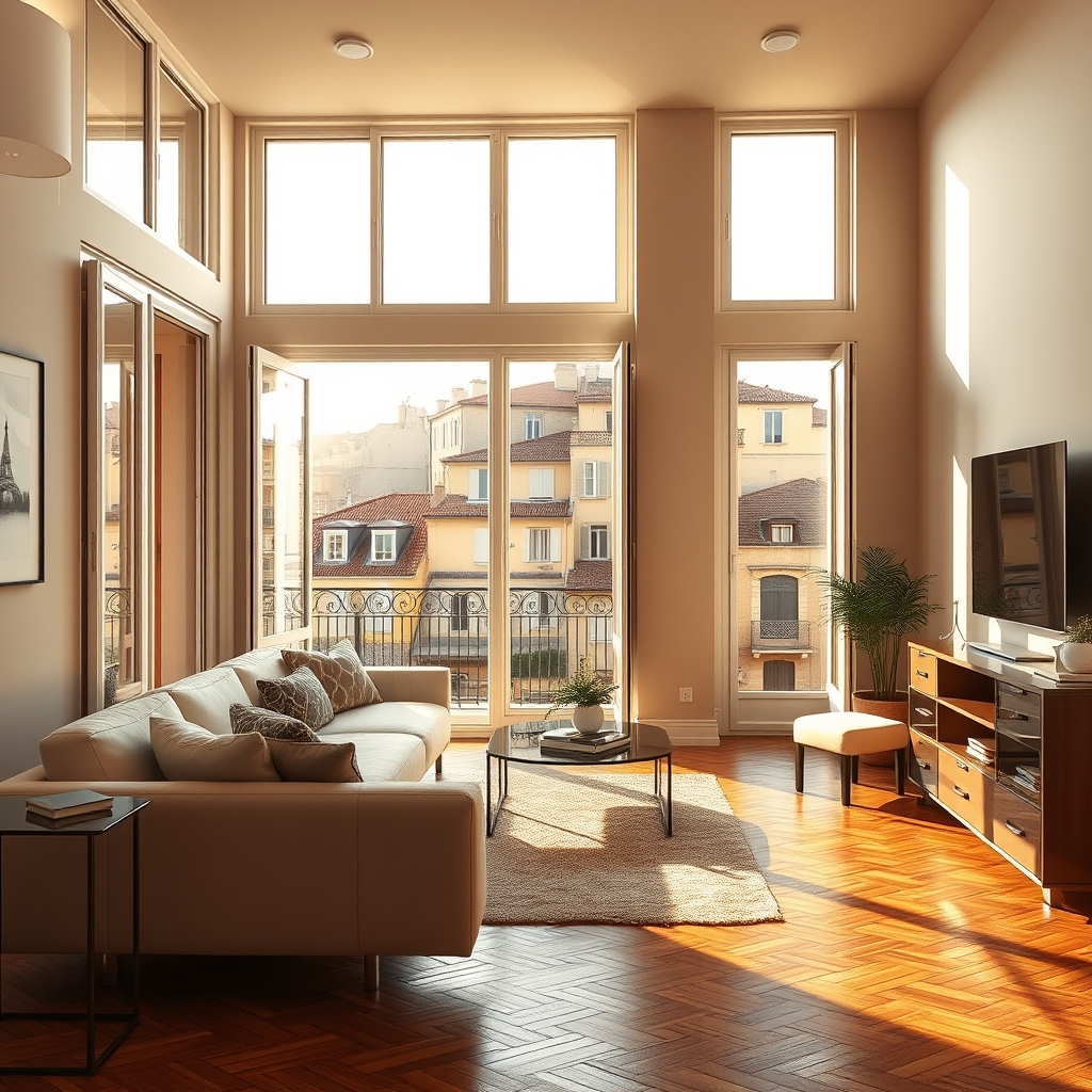 Vendre appartement Aix-en-Provence : salon lumineux ouvert sur les toits